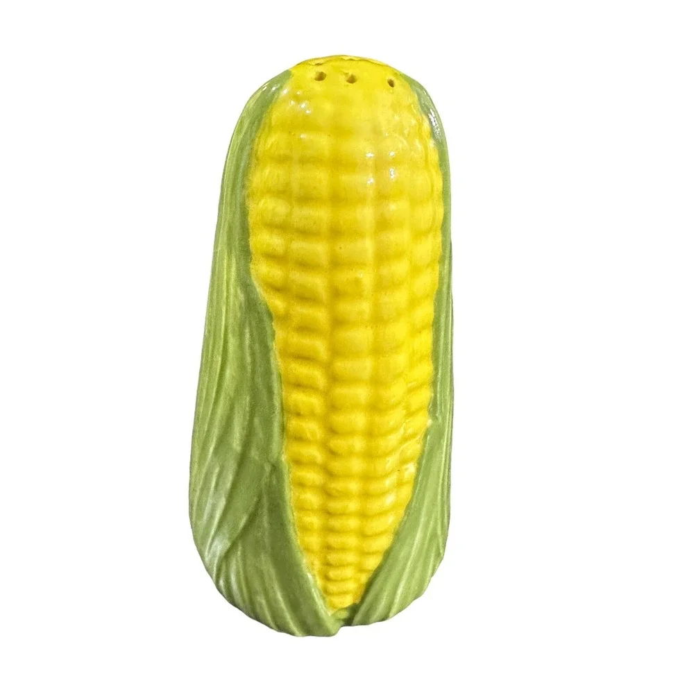 Vintage Yellow‎ Corn on the Cob Salt & Pepper Shaker Set with Plate 1978